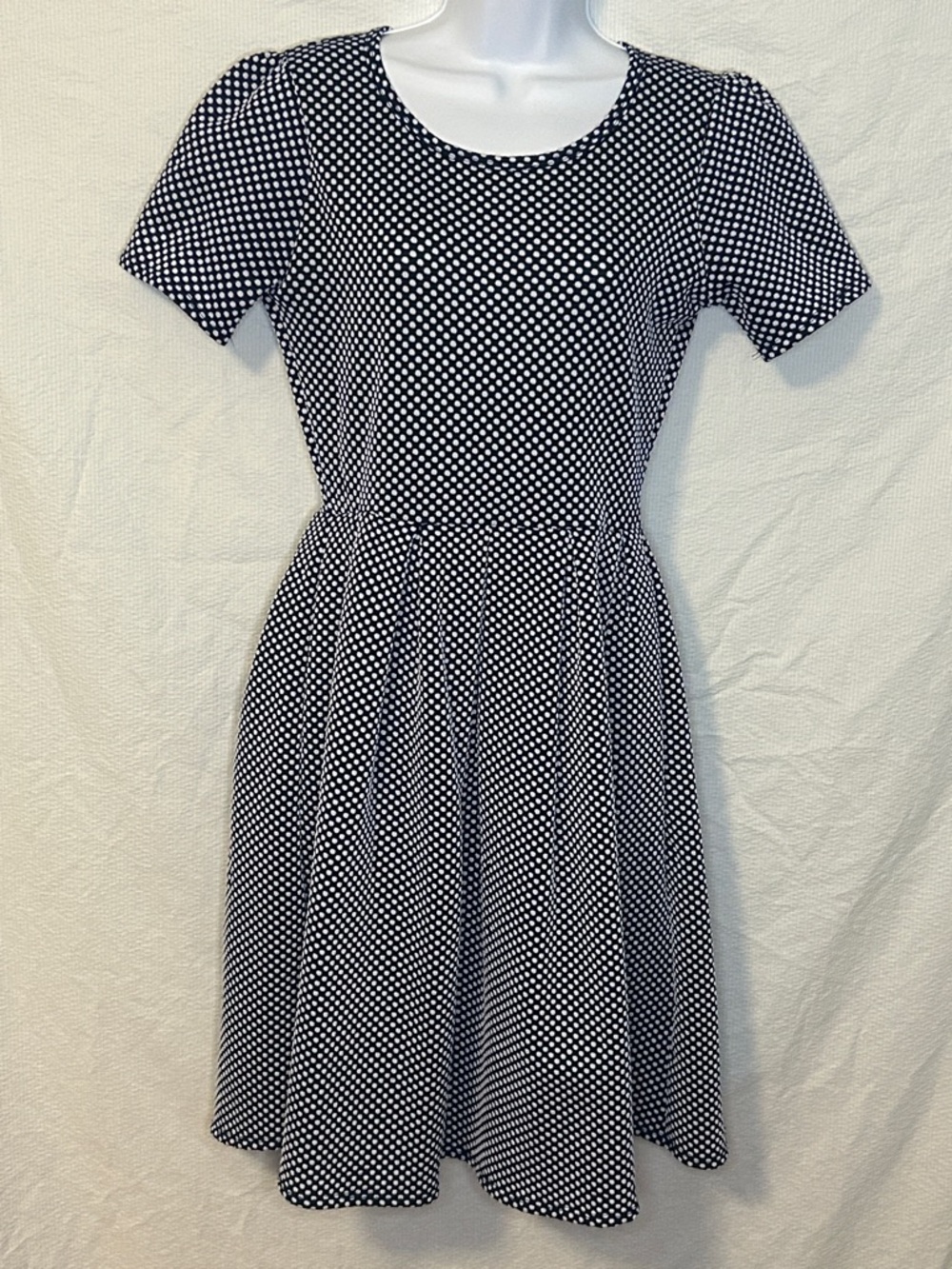 LuLaRoe Dark Navy Polka Dot Dress, Size Medium